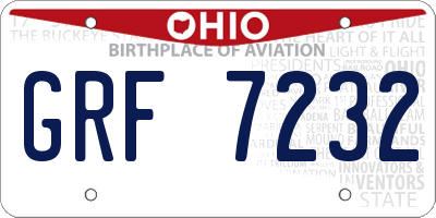 OH license plate GRF7232