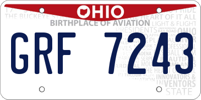 OH license plate GRF7243