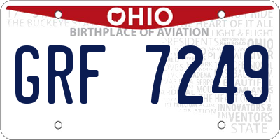 OH license plate GRF7249