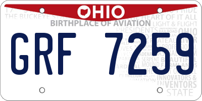 OH license plate GRF7259