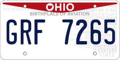 OH license plate GRF7265