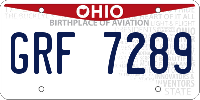 OH license plate GRF7289