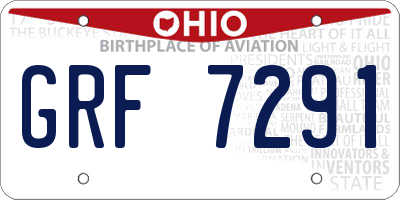 OH license plate GRF7291