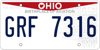 OH license plate GRF7316