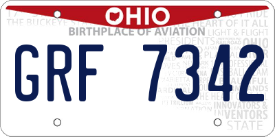OH license plate GRF7342
