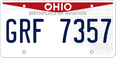 OH license plate GRF7357