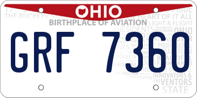 OH license plate GRF7360