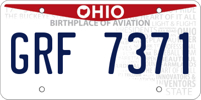 OH license plate GRF7371