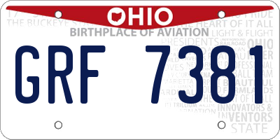 OH license plate GRF7381