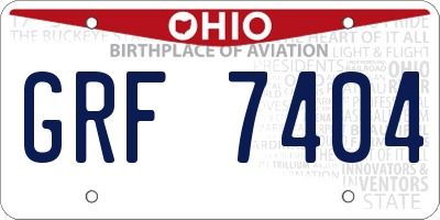 OH license plate GRF7404