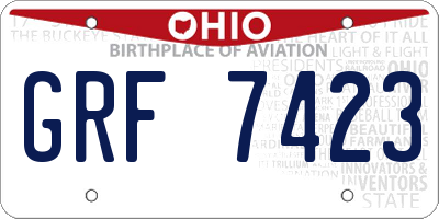 OH license plate GRF7423