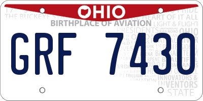 OH license plate GRF7430