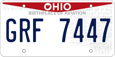 OH license plate GRF7447