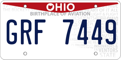 OH license plate GRF7449