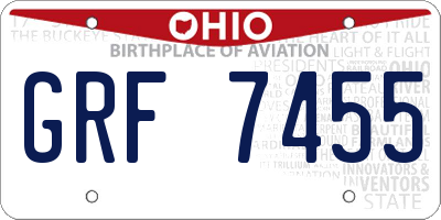 OH license plate GRF7455
