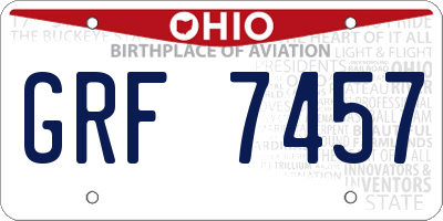 OH license plate GRF7457