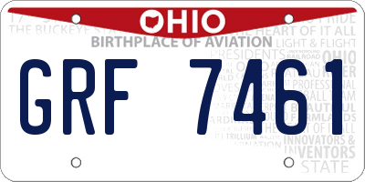 OH license plate GRF7461