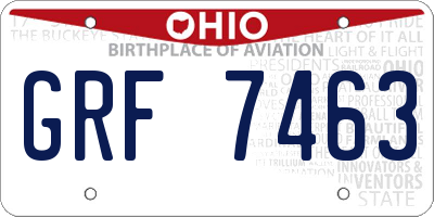 OH license plate GRF7463