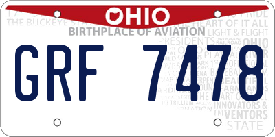 OH license plate GRF7478