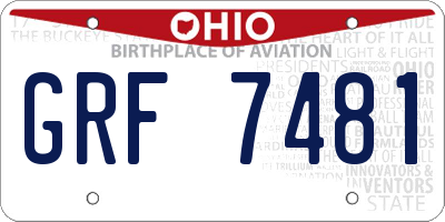 OH license plate GRF7481