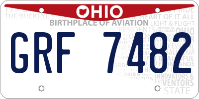 OH license plate GRF7482