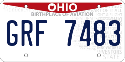 OH license plate GRF7483