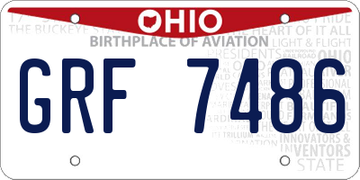 OH license plate GRF7486