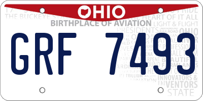 OH license plate GRF7493