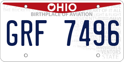 OH license plate GRF7496