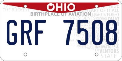 OH license plate GRF7508