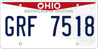 OH license plate GRF7518