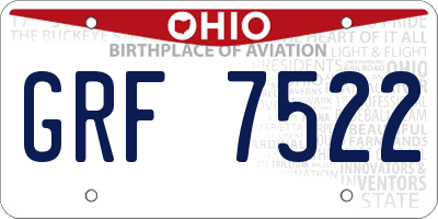OH license plate GRF7522