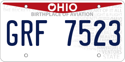 OH license plate GRF7523