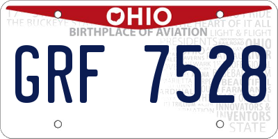 OH license plate GRF7528