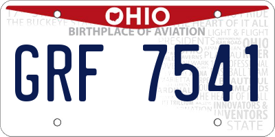 OH license plate GRF7541
