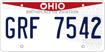 OH license plate GRF7542