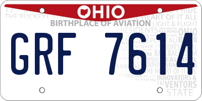 OH license plate GRF7614