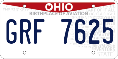 OH license plate GRF7625