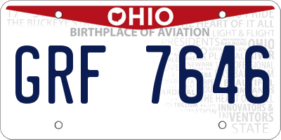 OH license plate GRF7646