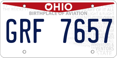 OH license plate GRF7657