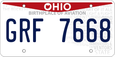 OH license plate GRF7668