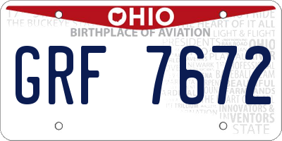 OH license plate GRF7672