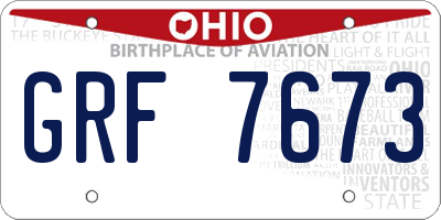 OH license plate GRF7673