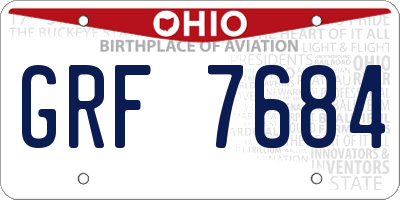 OH license plate GRF7684