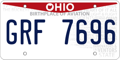OH license plate GRF7696