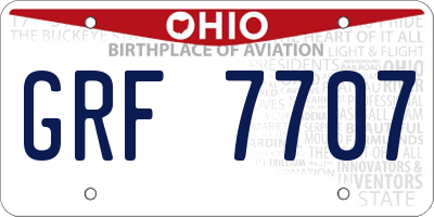 OH license plate GRF7707
