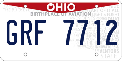 OH license plate GRF7712