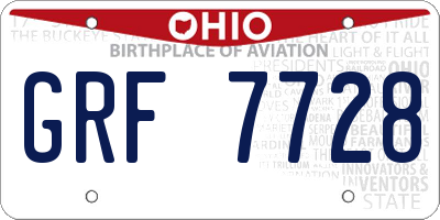 OH license plate GRF7728