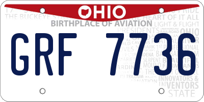 OH license plate GRF7736