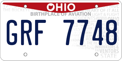 OH license plate GRF7748